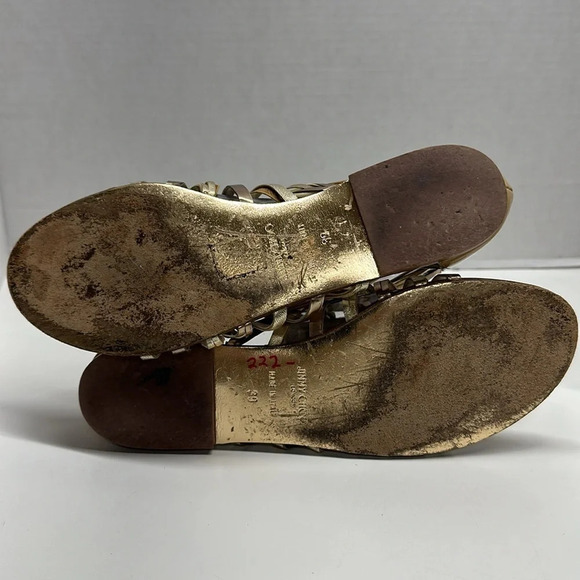 Jimmy Choo Chaya Gladiator Sandals Shoes Patent Leather Nude Gold EU 39 US 9 - Picture 10 of 12